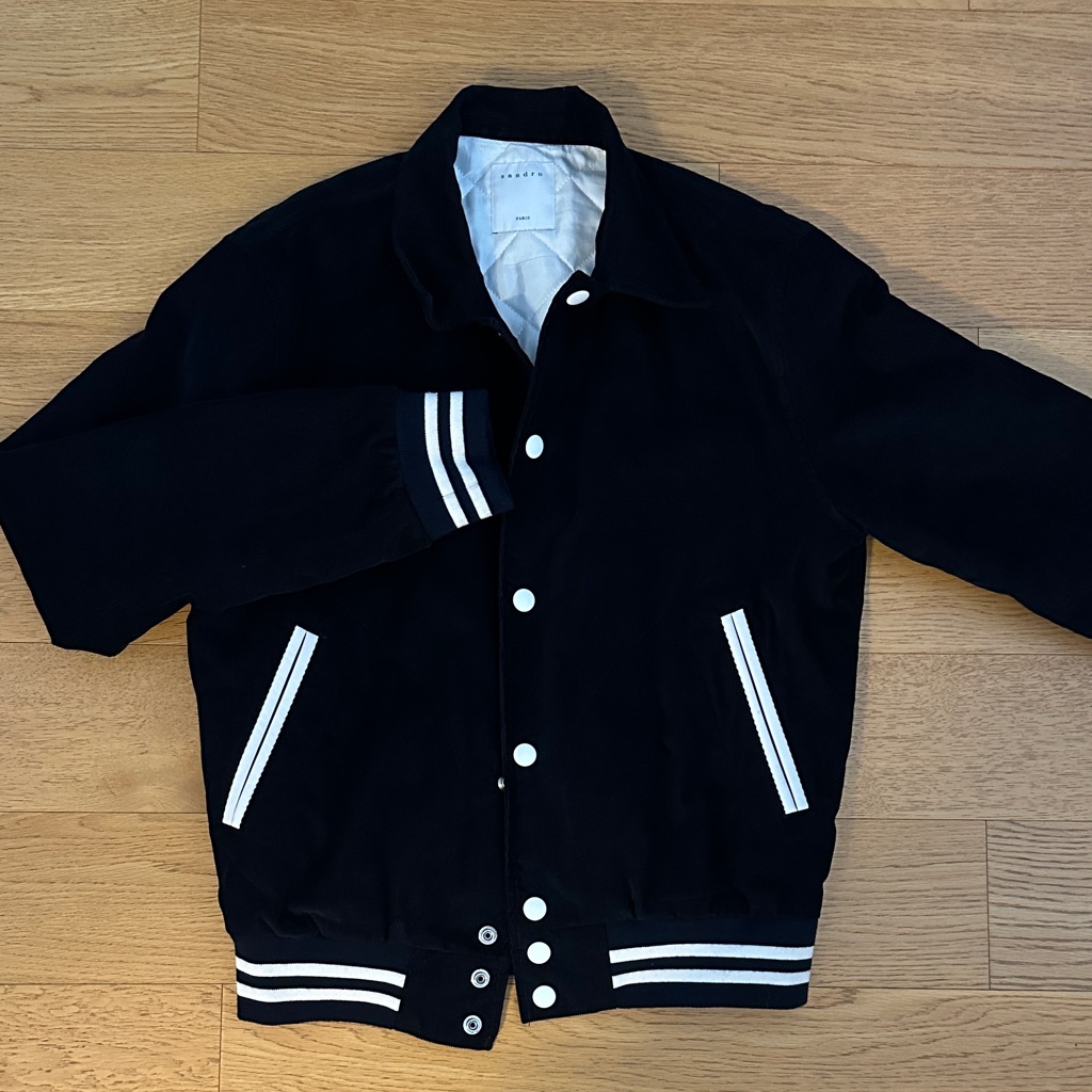 Sandro Corduroy Letterman Jacket With Cream Lining